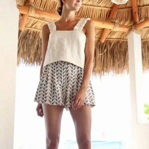 High-Waist Printed Women’s Shorts in Cream and Black